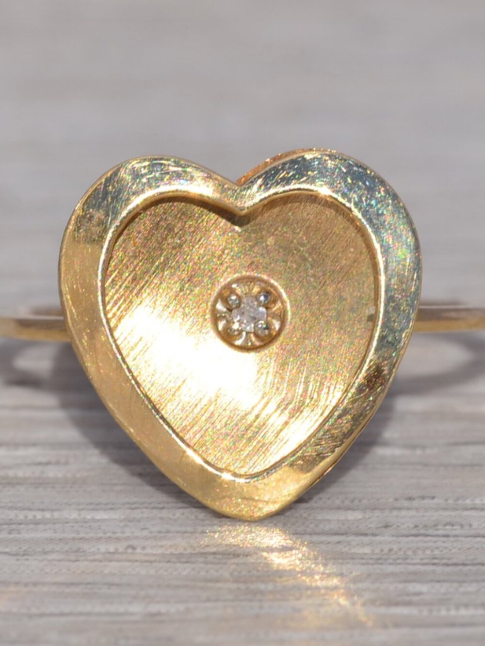 Vintage Diamond Heart Ring in 14k Yellow Gold